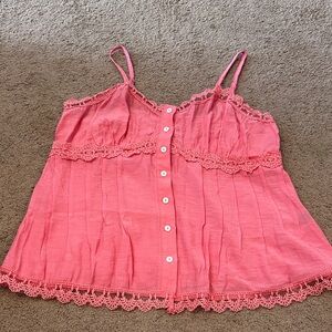 SHEIN Pink Lace Trim Camisole